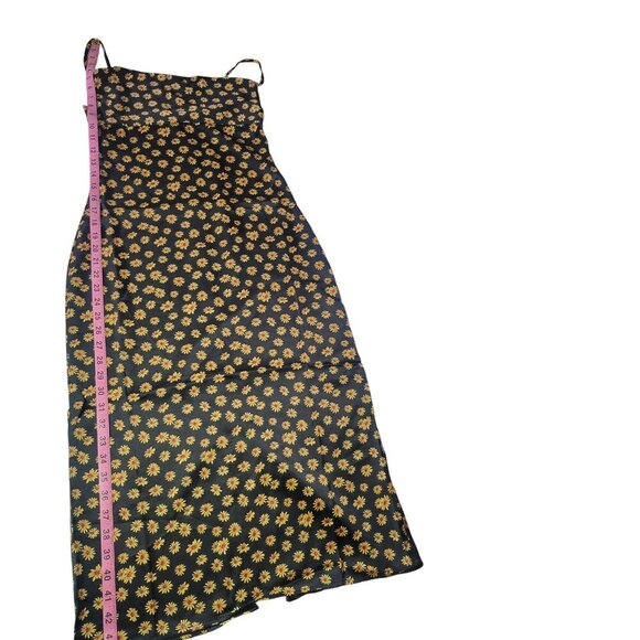 WeWoreWhat Black & Yellow Daisy Print Spaghetti Straps Midi Slip Dress Size 0 - Picture 2 of 10
